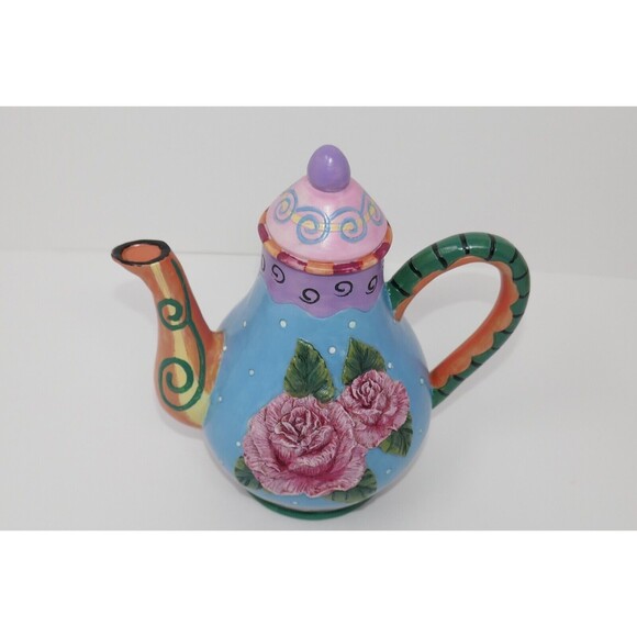 Milson & Louis Floral Design Hand Painted Teapot RARE - Picture 4 of 11